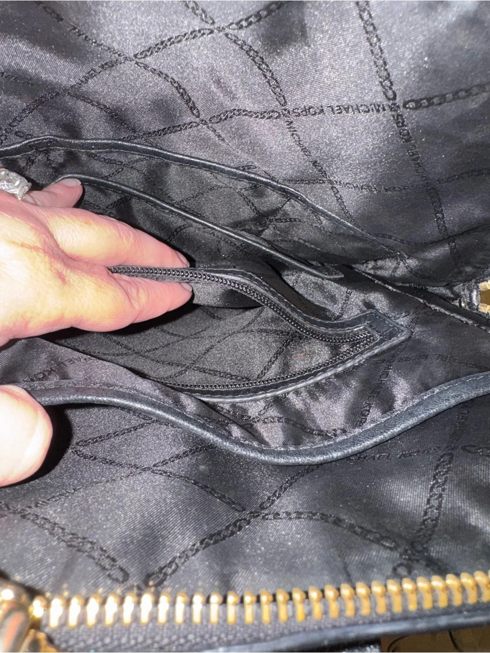 Michael Kors Black Leather Men’s Zip Pouch with Gold Hardware